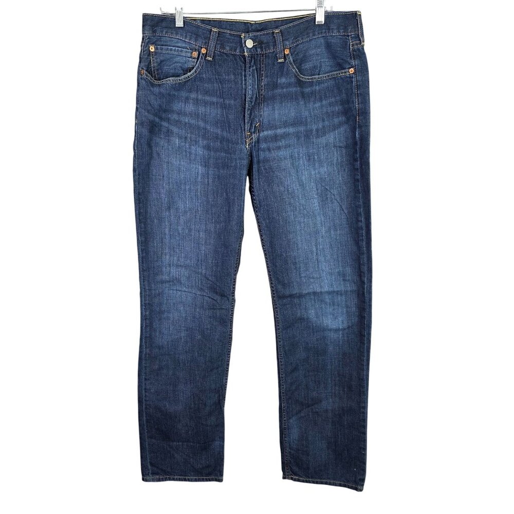 Mens Levis 514 Slim Straight Blue Denim Jeans Mid-Rise Dark Wash Cotton 34x34